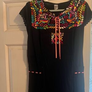 Embroidered Black Dress